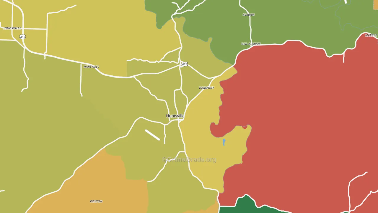 Huntsville, AR Map of Theft Rates