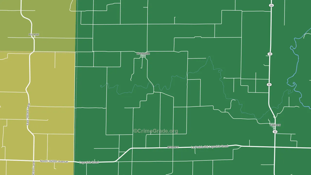 Huntsville, IL Map of Theft Rates
