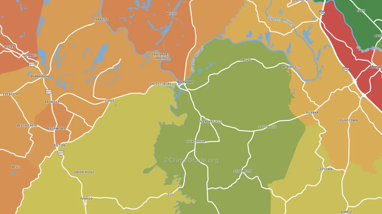 Huntsville, KY Map of Theft Rates