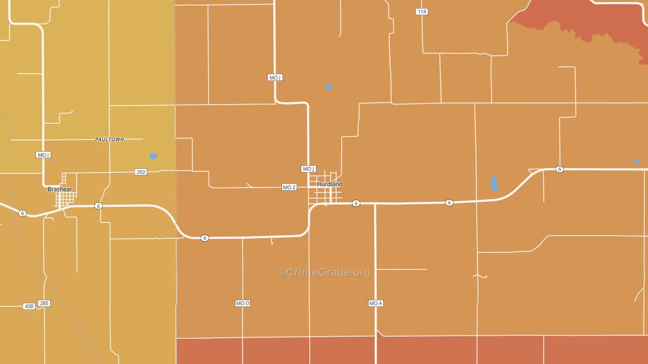 Hurdland, MO Map of Theft Rates
