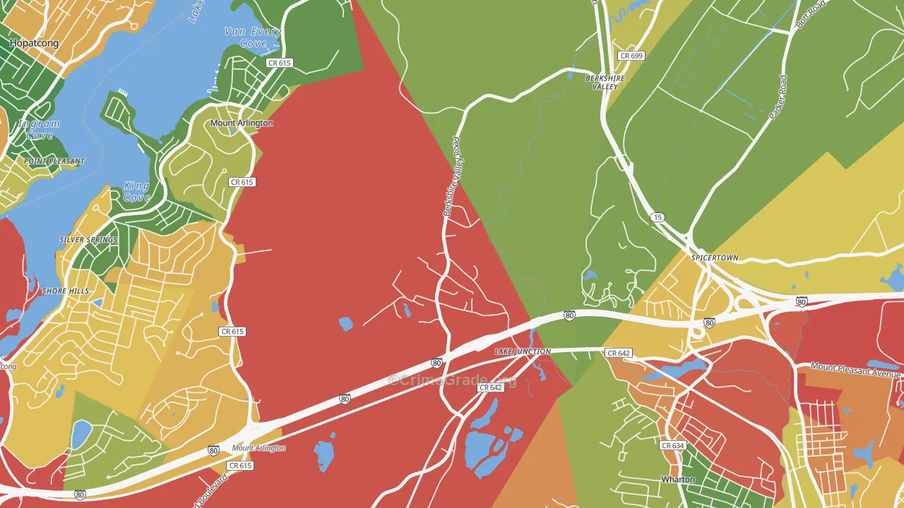 Hurdtown, NJ Map of Theft Rates