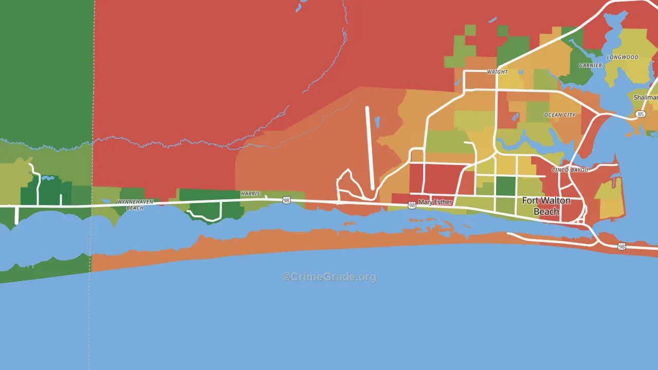 Hurlburt Field, FL Map of Theft Rates