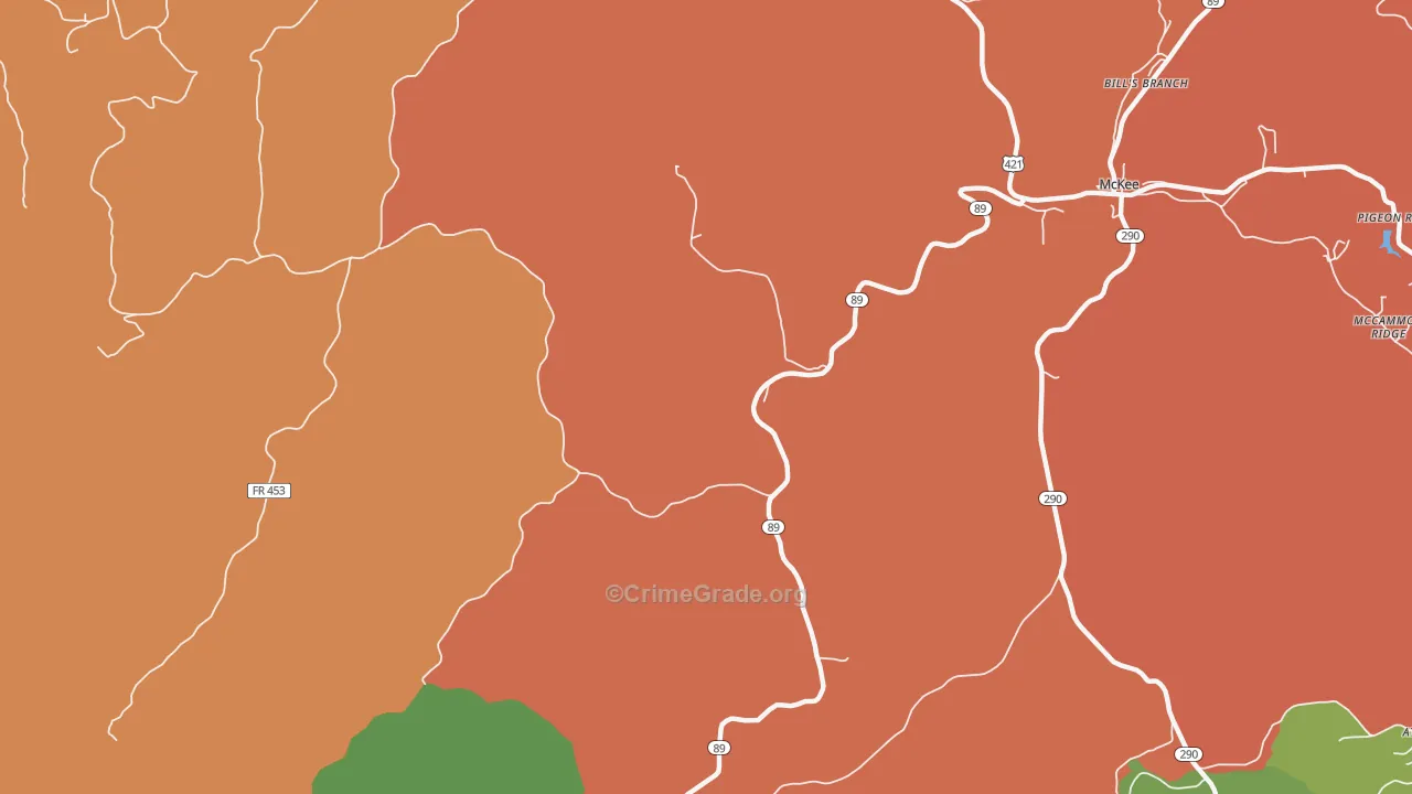 Hurley, KY Map of Theft Rates