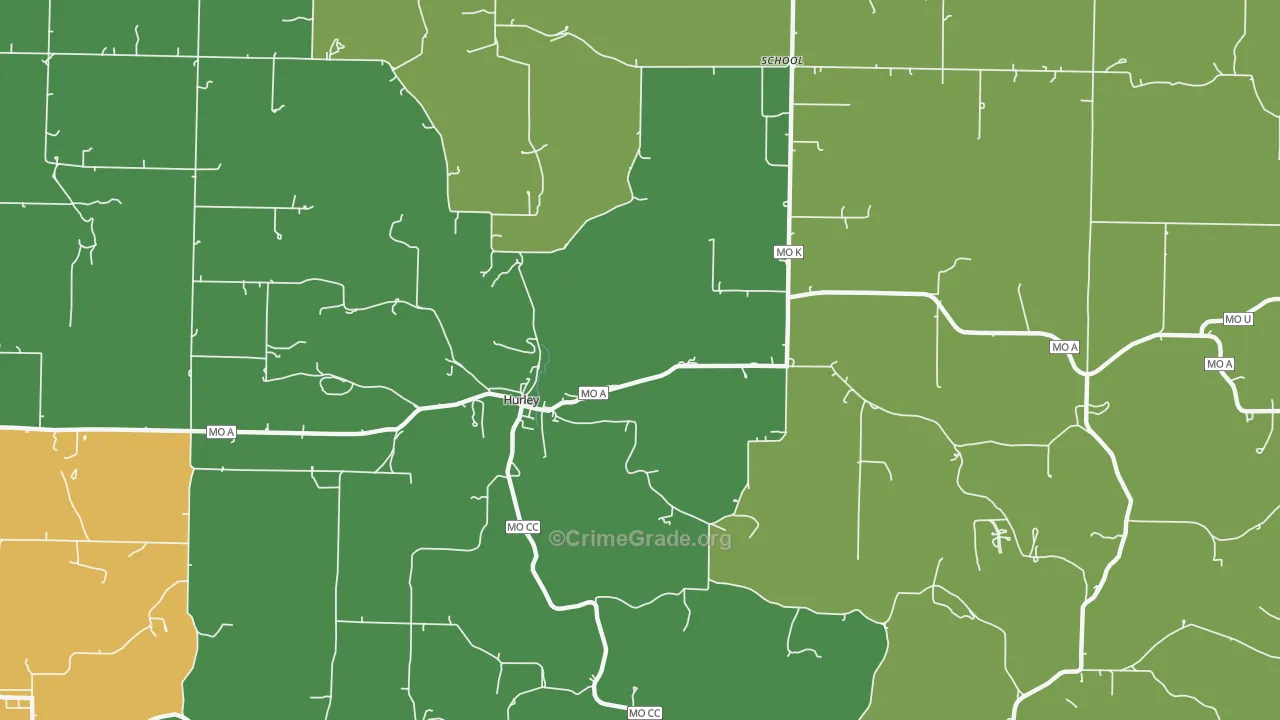 Hurley, MO Map of Theft Rates