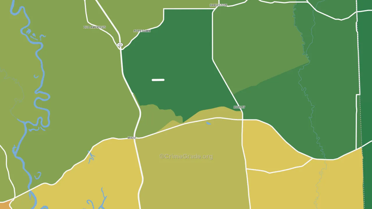 Hurley, MS Map of Theft Rates