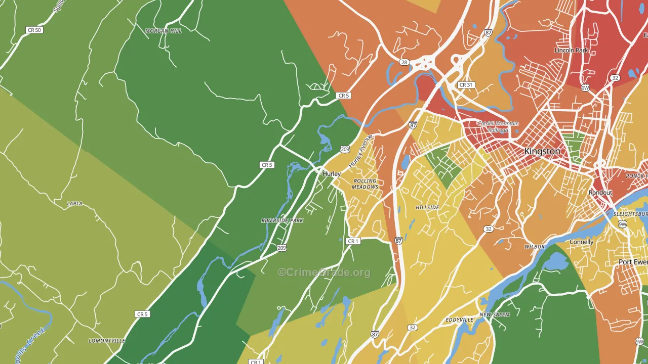Hurley, NY Map of Theft Rates