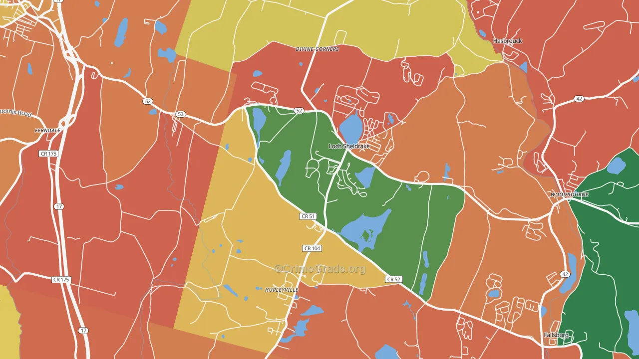 Hurleyville, NY Map of Theft Rates