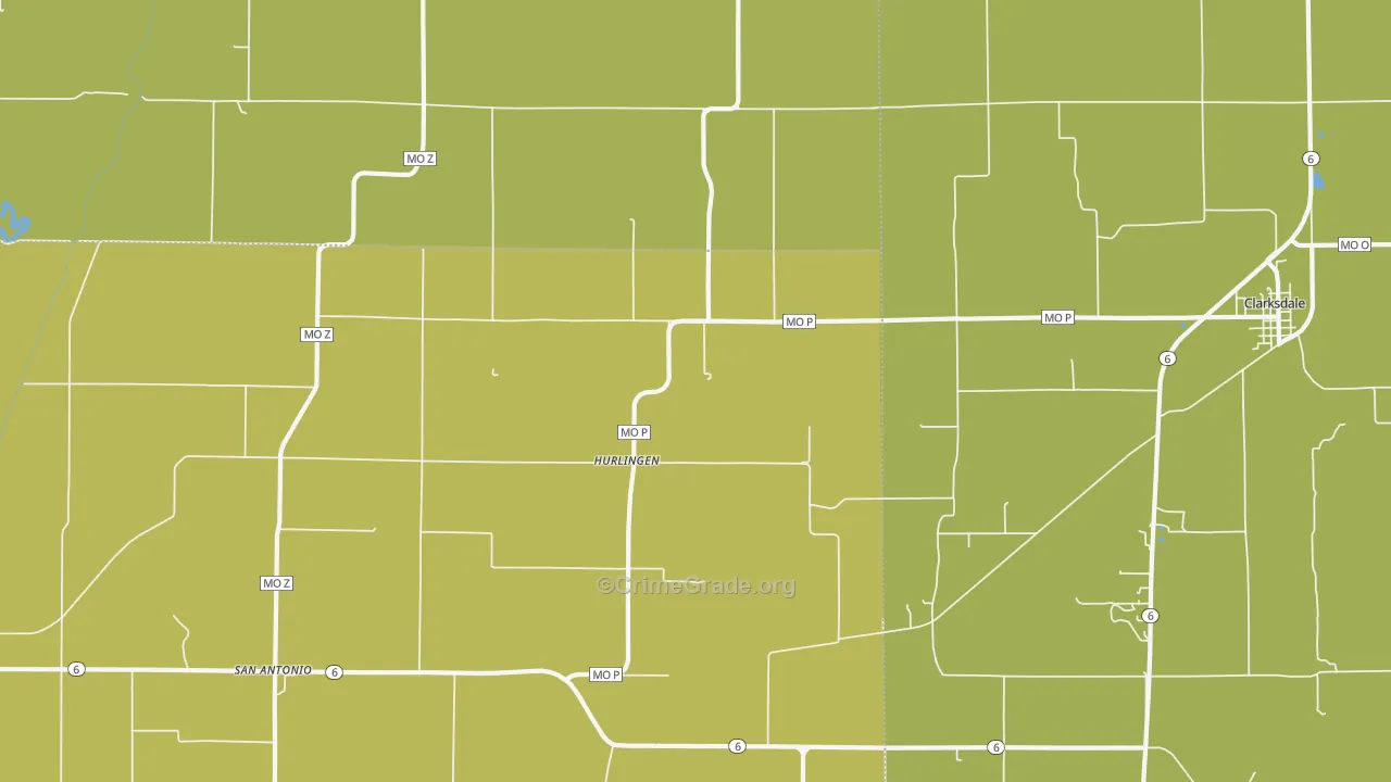 Hurlingen, MO Map of Theft Rates