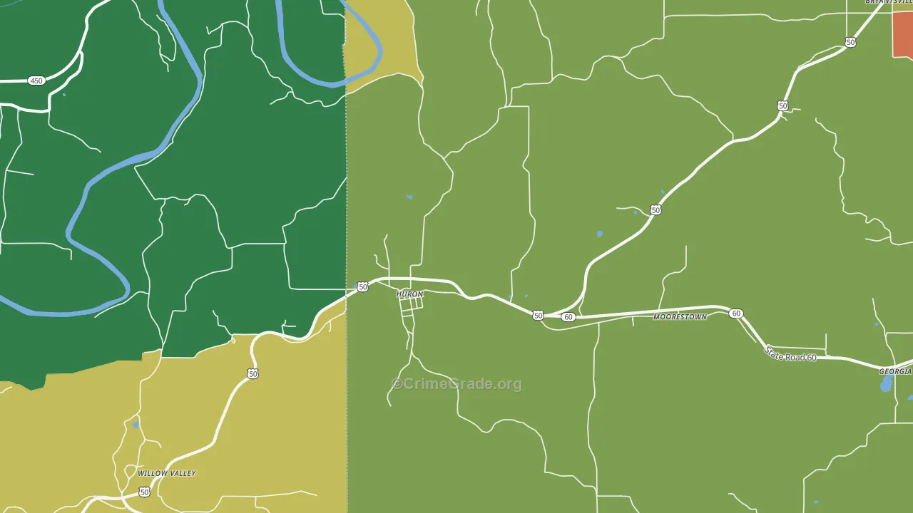 Huron, IN Map of Theft Rates
