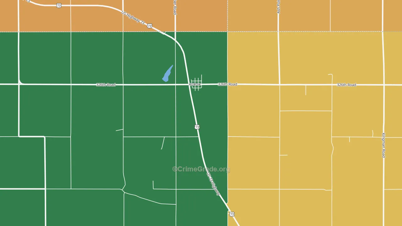 Huron, KS Map of Theft Rates