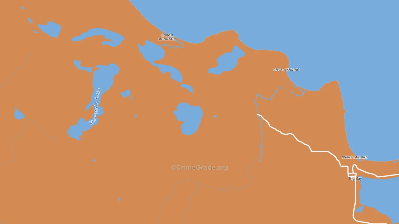 Huron Mountain, MI Map of Theft Rates