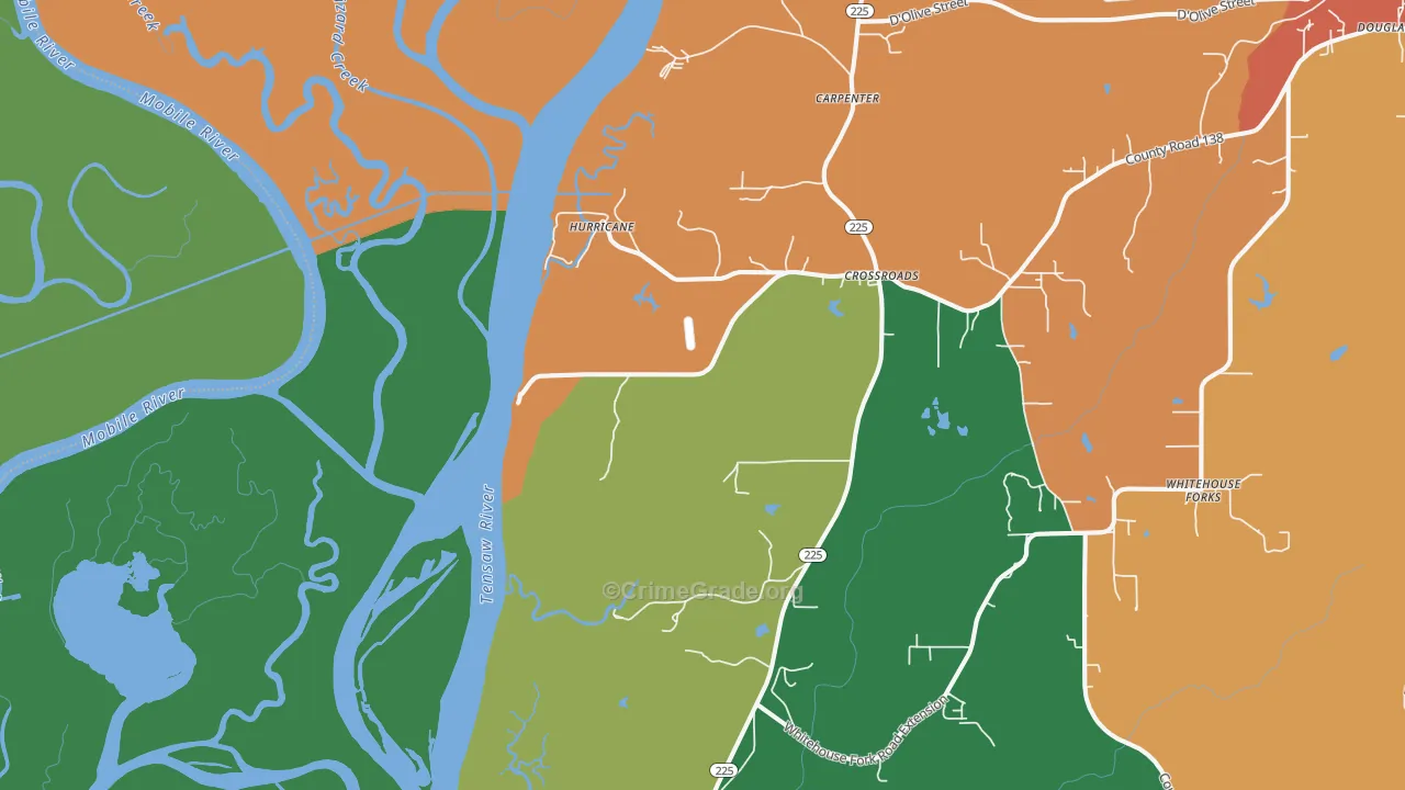 Hurricane, AL Map of Theft Rates