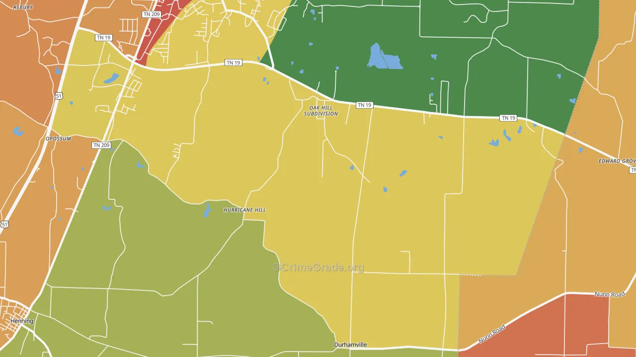 Hurricane Hill, TN Map of Theft Rates