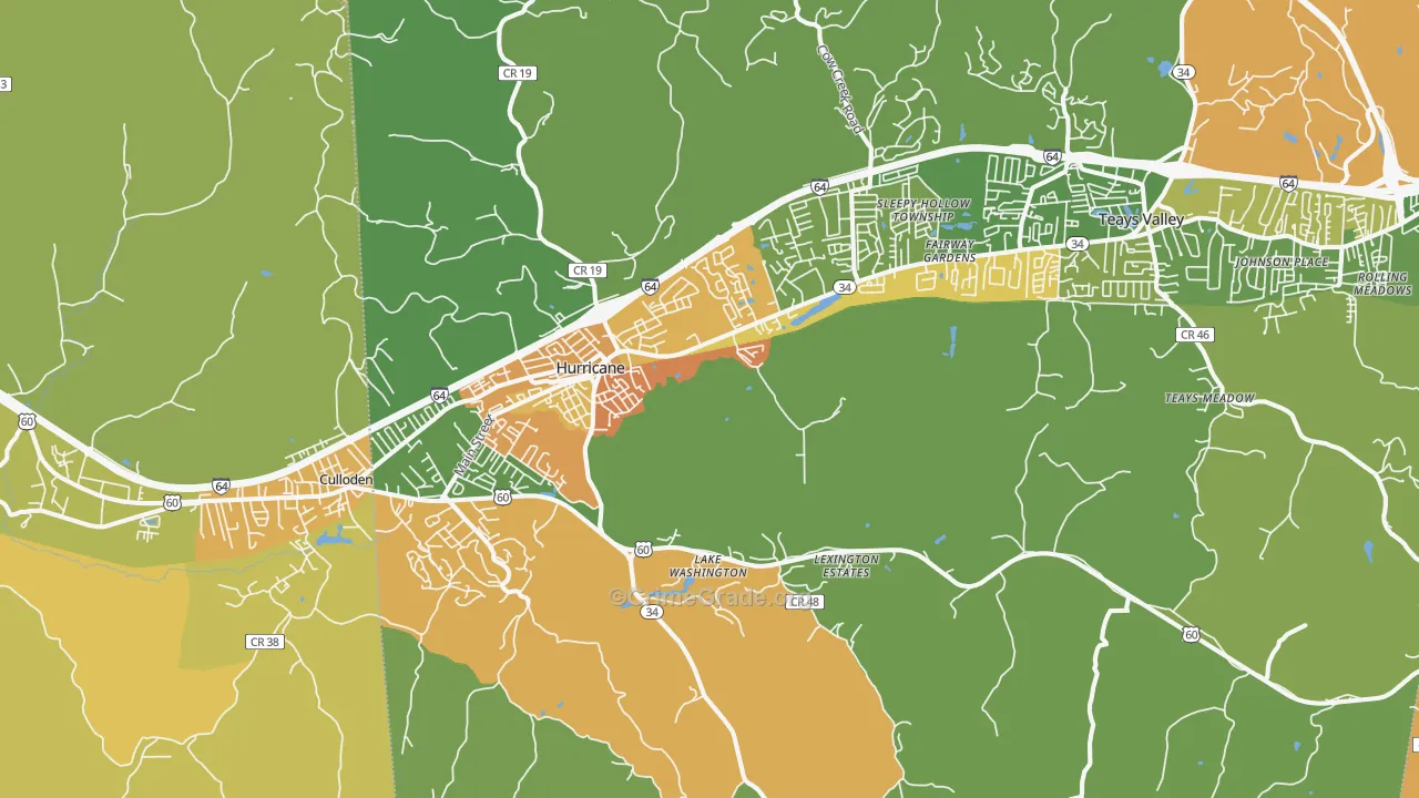 Hurricane, WV Map of Theft Rates