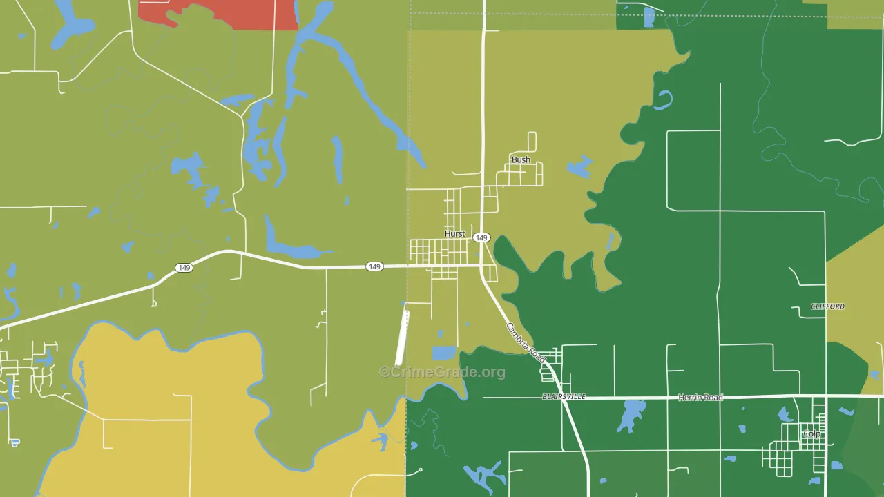 Hurst, IL Map of Theft Rates