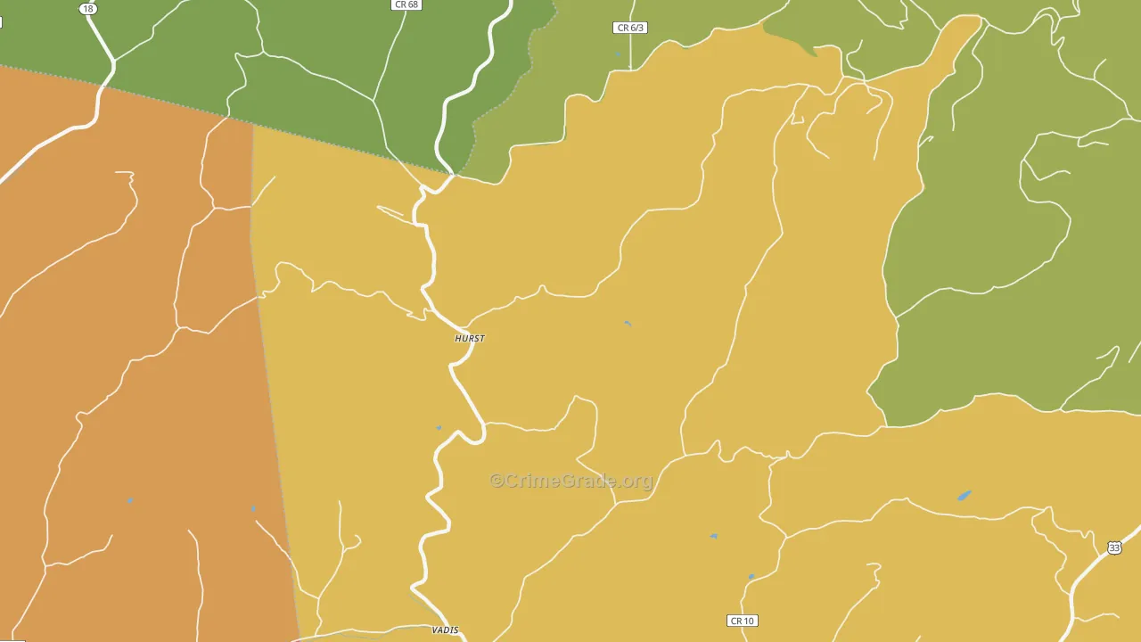 Hurst, WV Map of Theft Rates