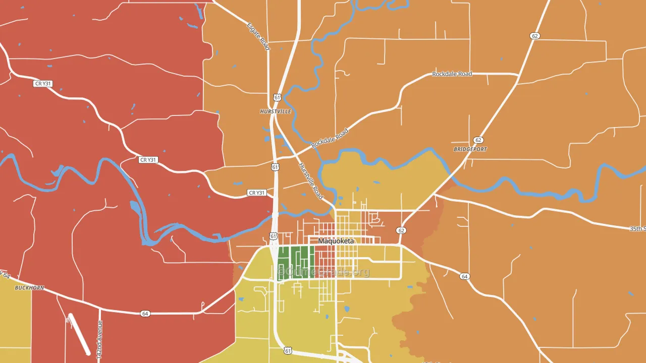 Hurstville, IA Map of Theft Rates