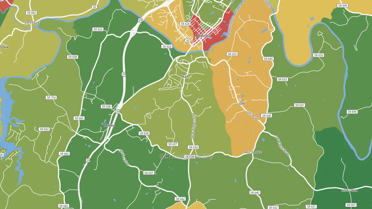 Hurt, VA Map of Theft Rates