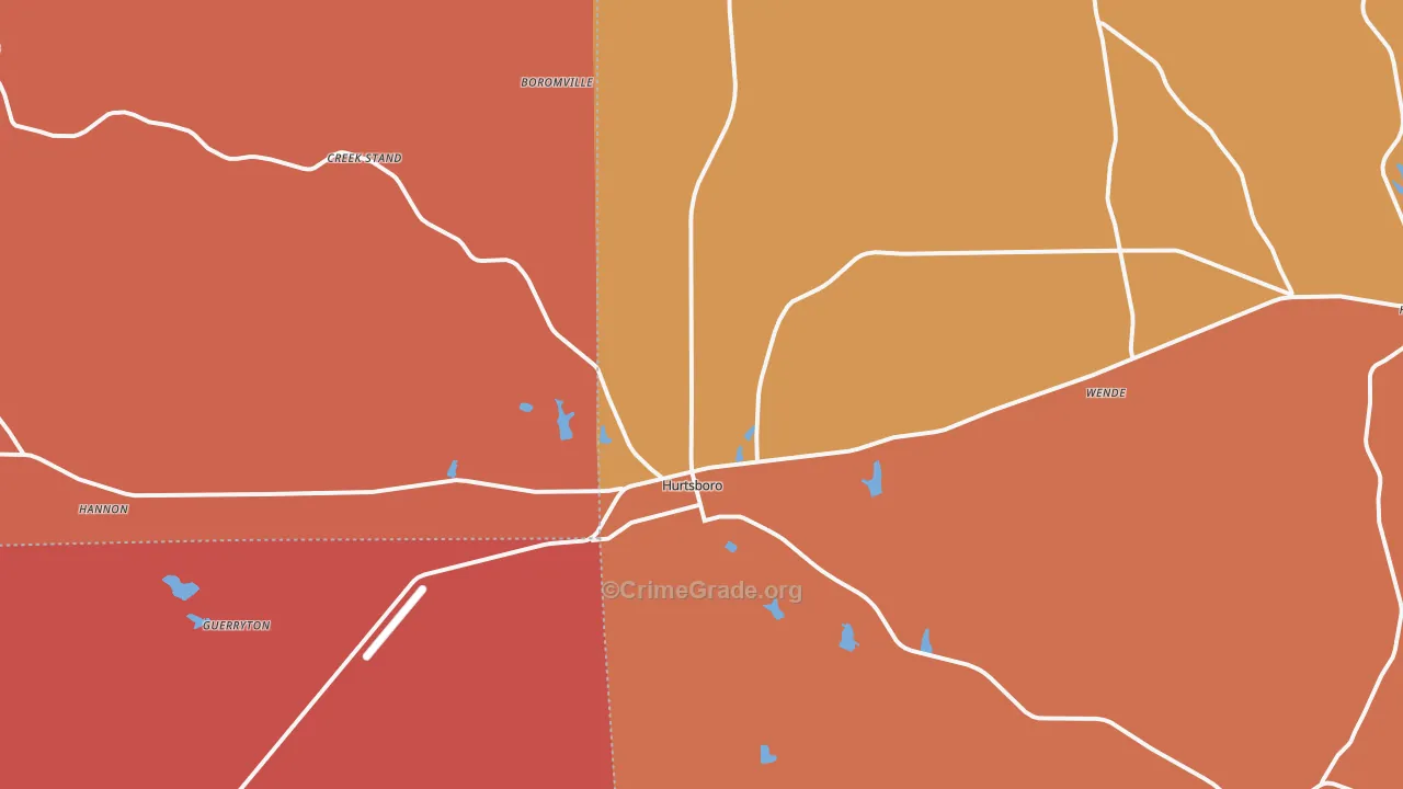 Hurtsboro, AL Map of Theft Rates