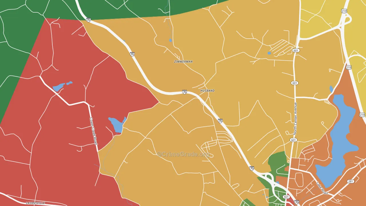 Husband, PA Map of Theft Rates