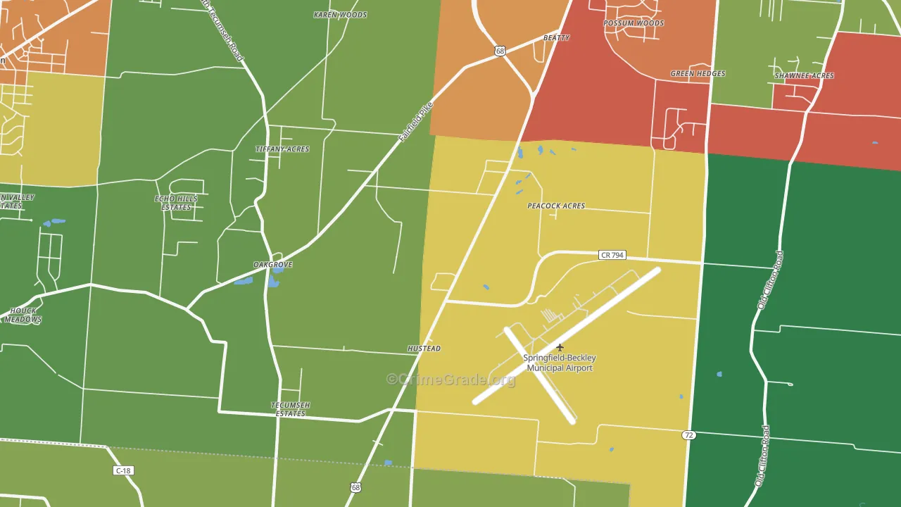 Hustead, OH Map of Theft Rates
