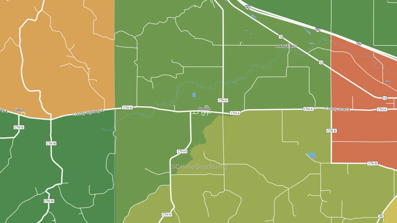 Hustler, WI Map of Theft Rates