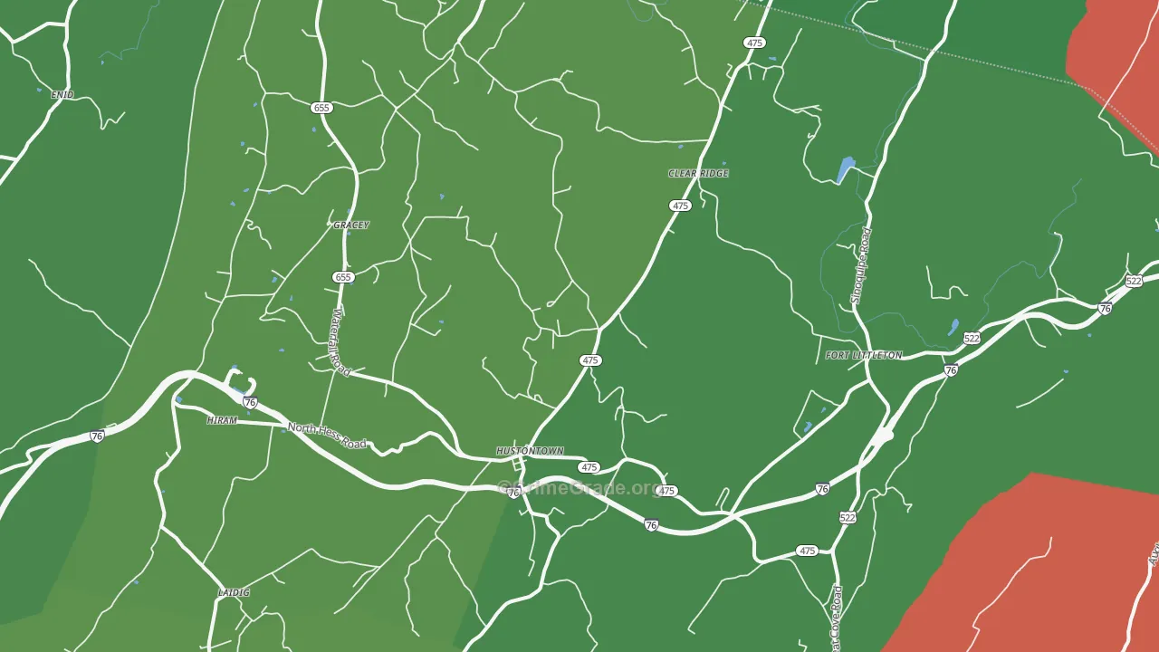 Hustontown, PA Map of Theft Rates