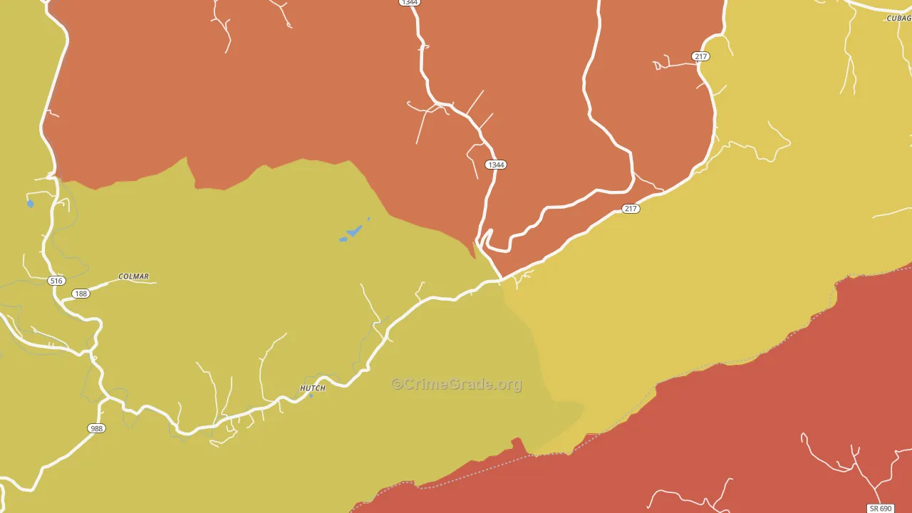 Hutch, KY Map of Theft Rates