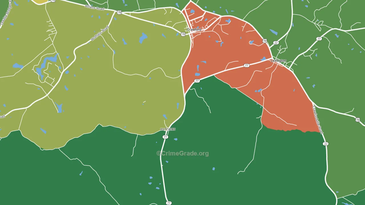 Hutchins, GA Map of Theft Rates