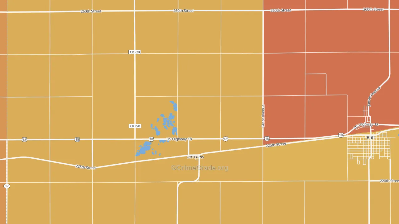 Hutchins, IA Map of Theft Rates