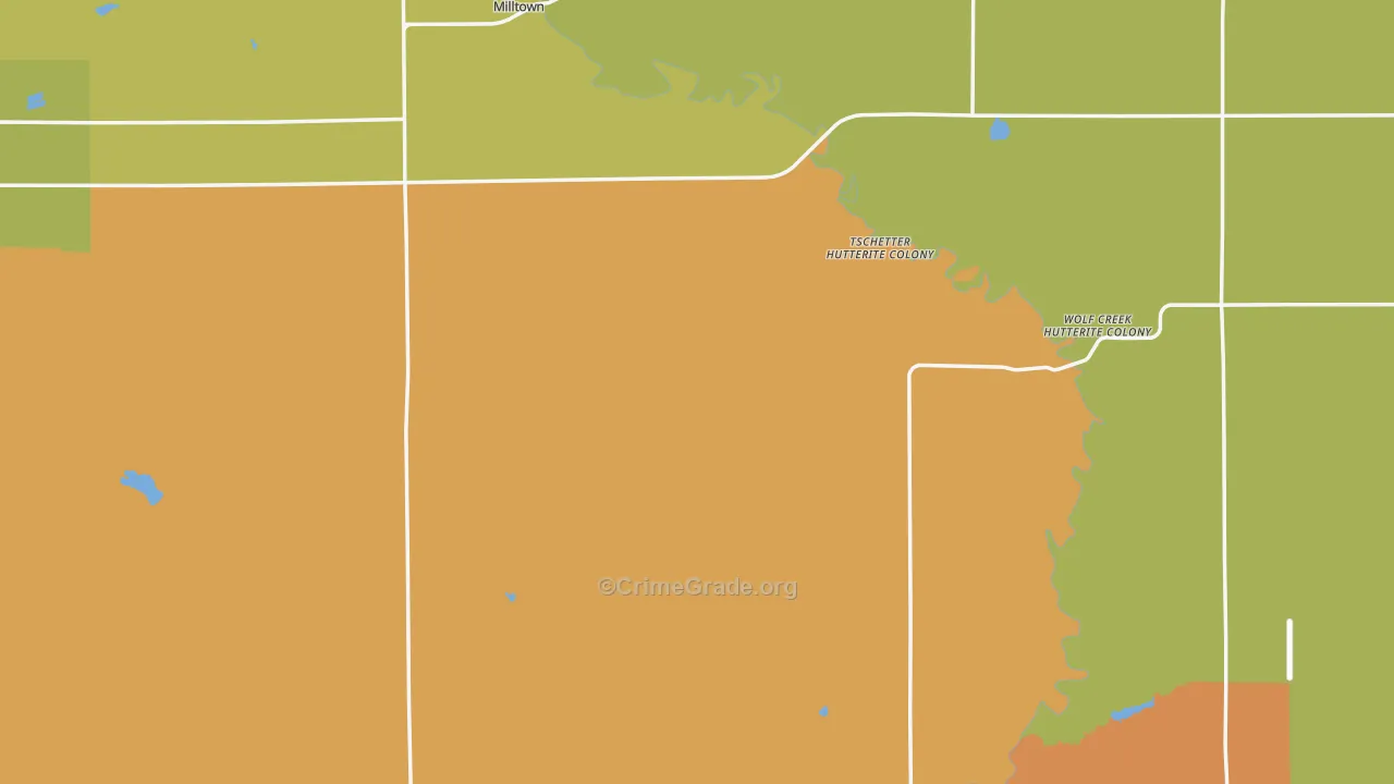 Hutchinson County, SD Map of Theft Rates