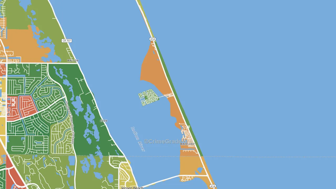 Hutchinson Island South, FL Map of Theft Rates