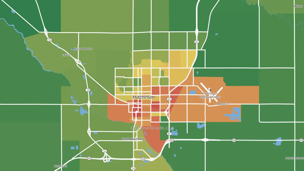 Hutchinson, KS Map of Theft Rates