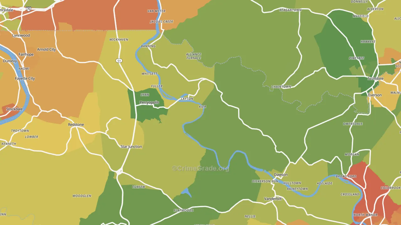 Hutchinson, PA Map of Theft Rates
