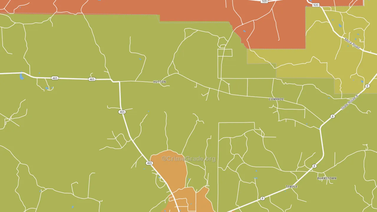 Hutton, LA Map of Theft Rates