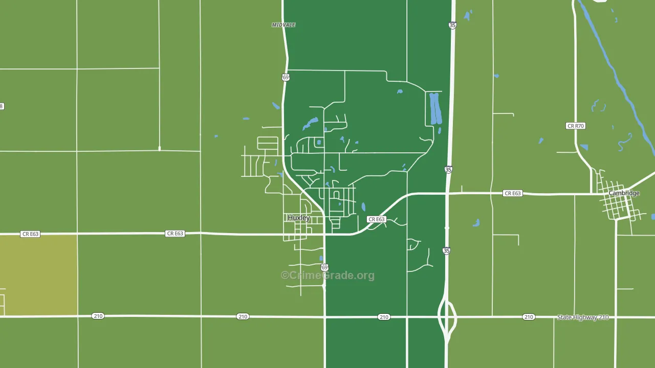 Huxley, IA Map of Theft Rates