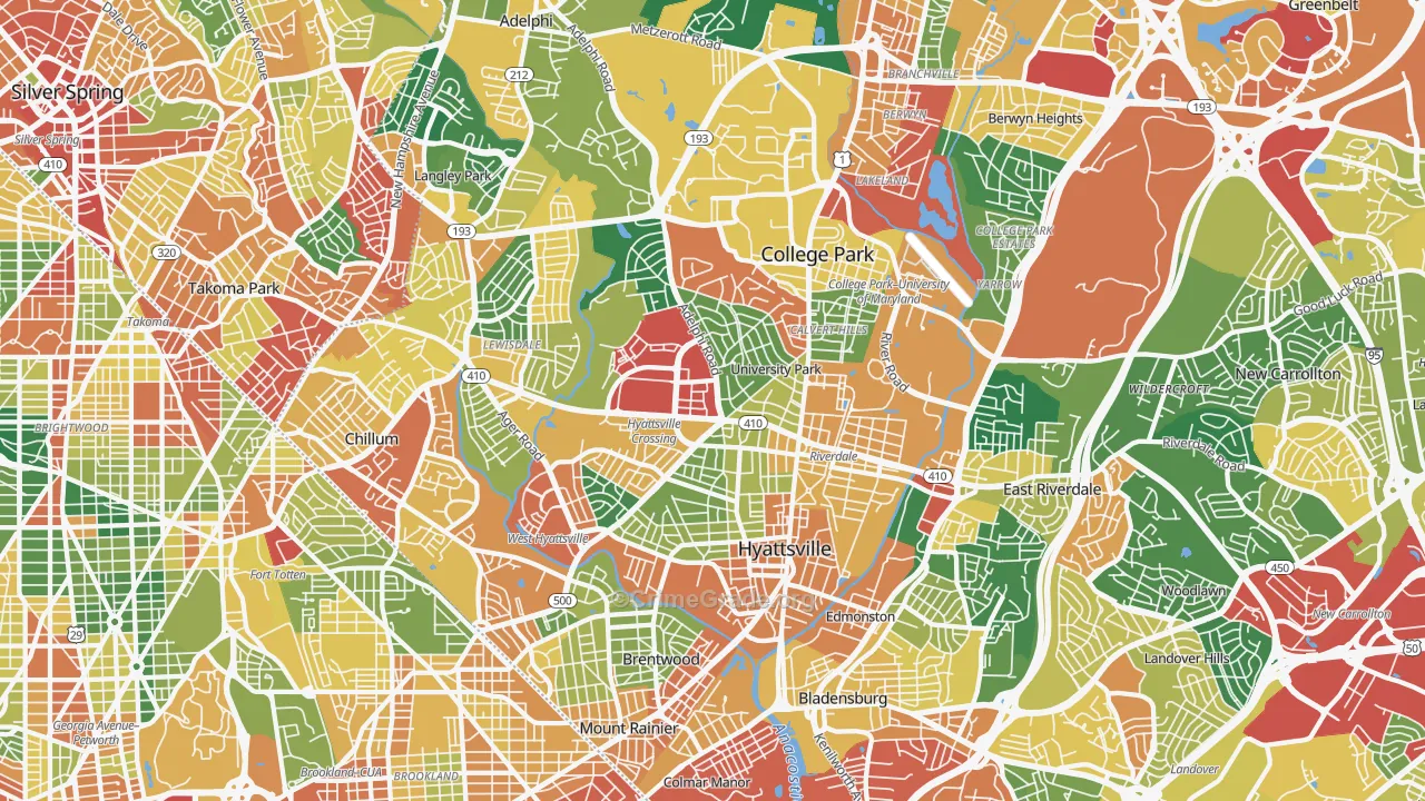 Hyattsville, MD Map of Theft Rates