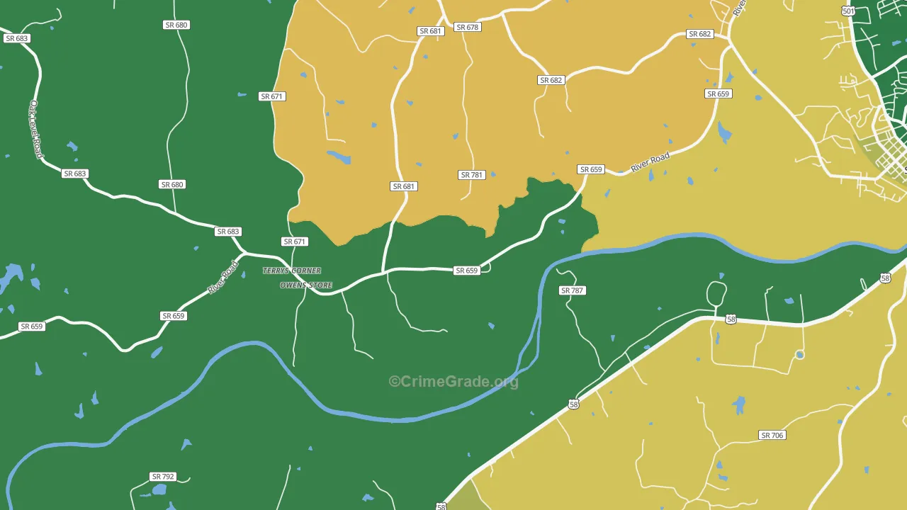 Hyco, VA Map of Theft Rates