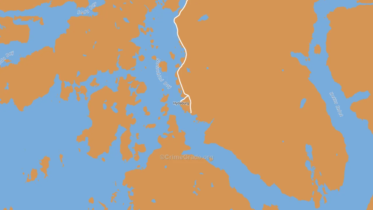 Hydaburg, AK Map of Theft Rates