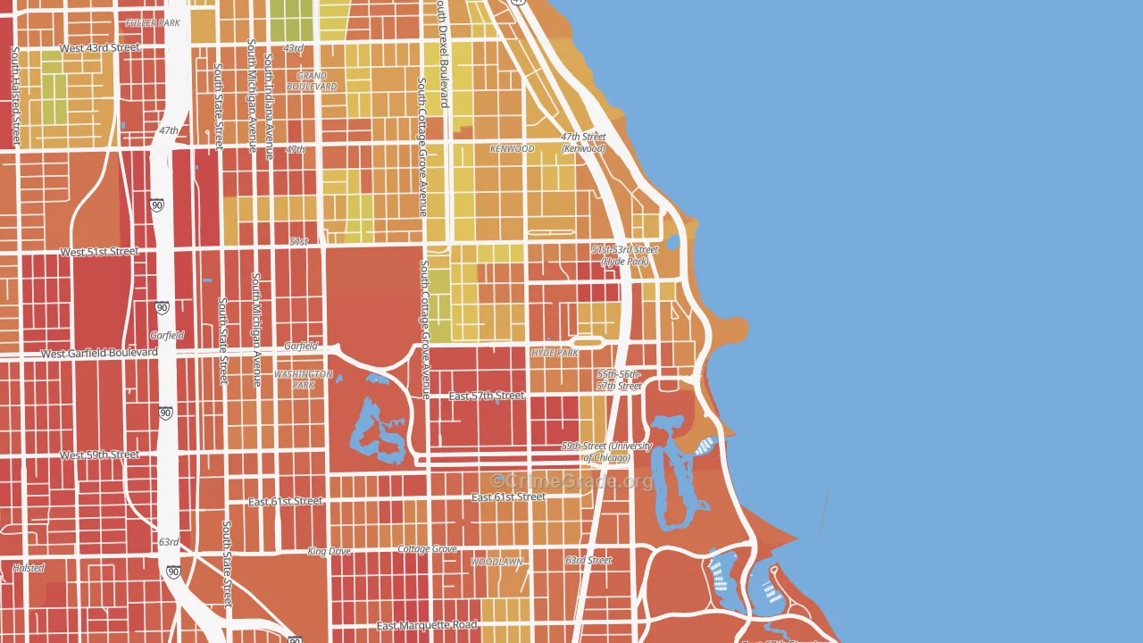 Hyde Park, Chicago, IL Map of Theft Rates