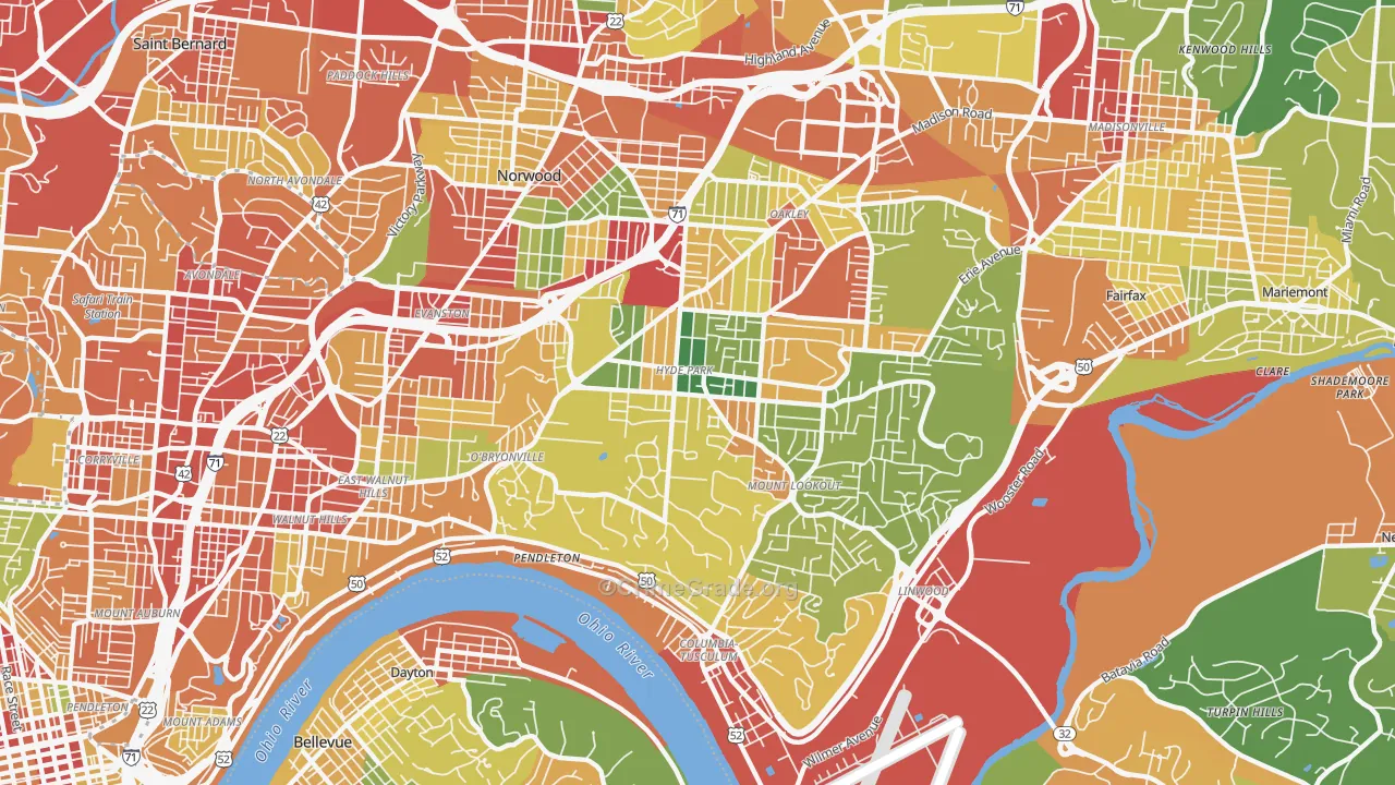 Hyde Park, Cincinnati, OH Map of Theft Rates