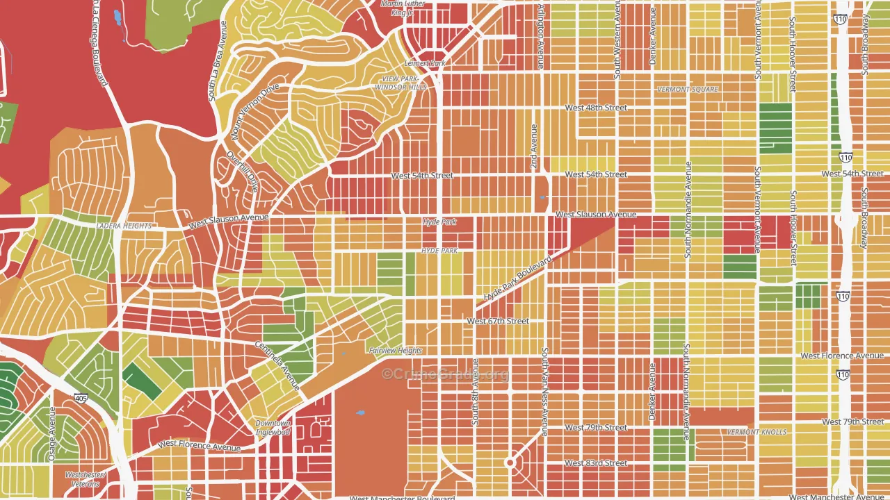 Hyde Park, Los Angeles, CA Map of Theft Rates