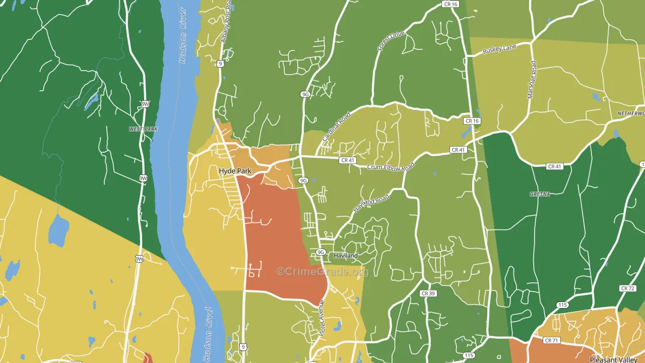 Hyde Park, NY Map of Theft Rates