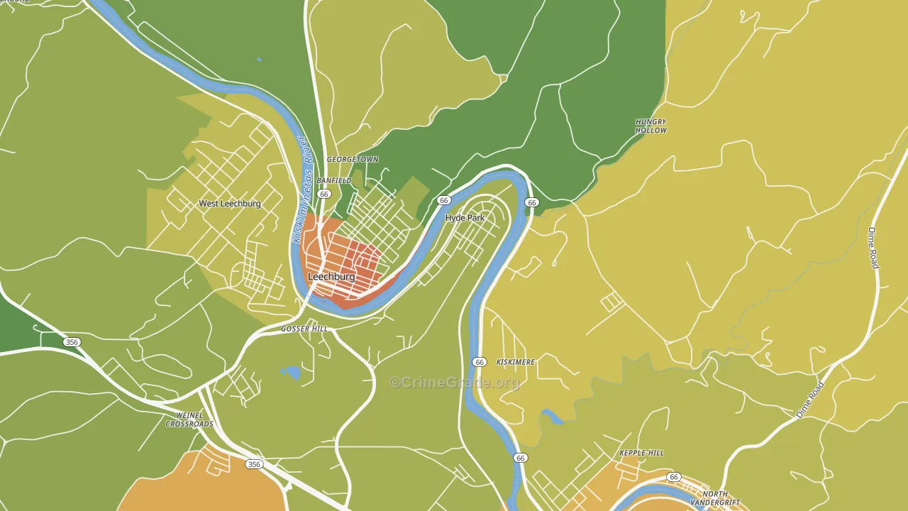 Hyde Park, PA Map of Theft Rates