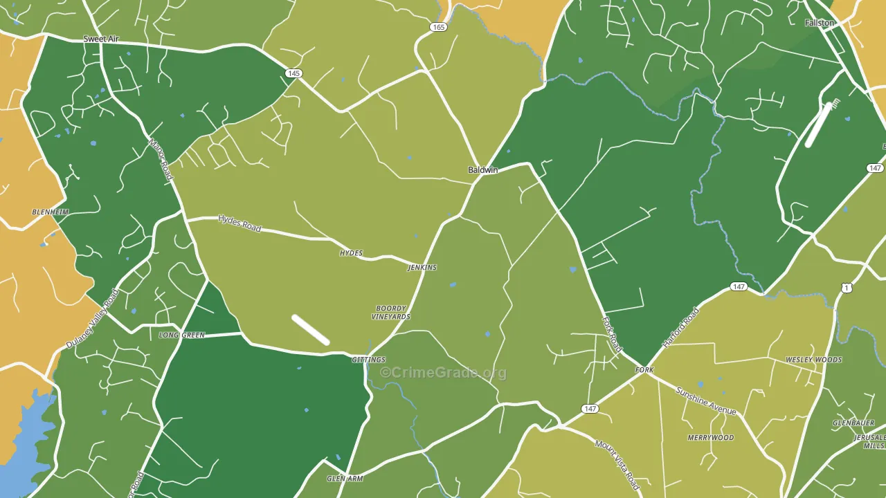 Hydes, MD Map of Theft Rates