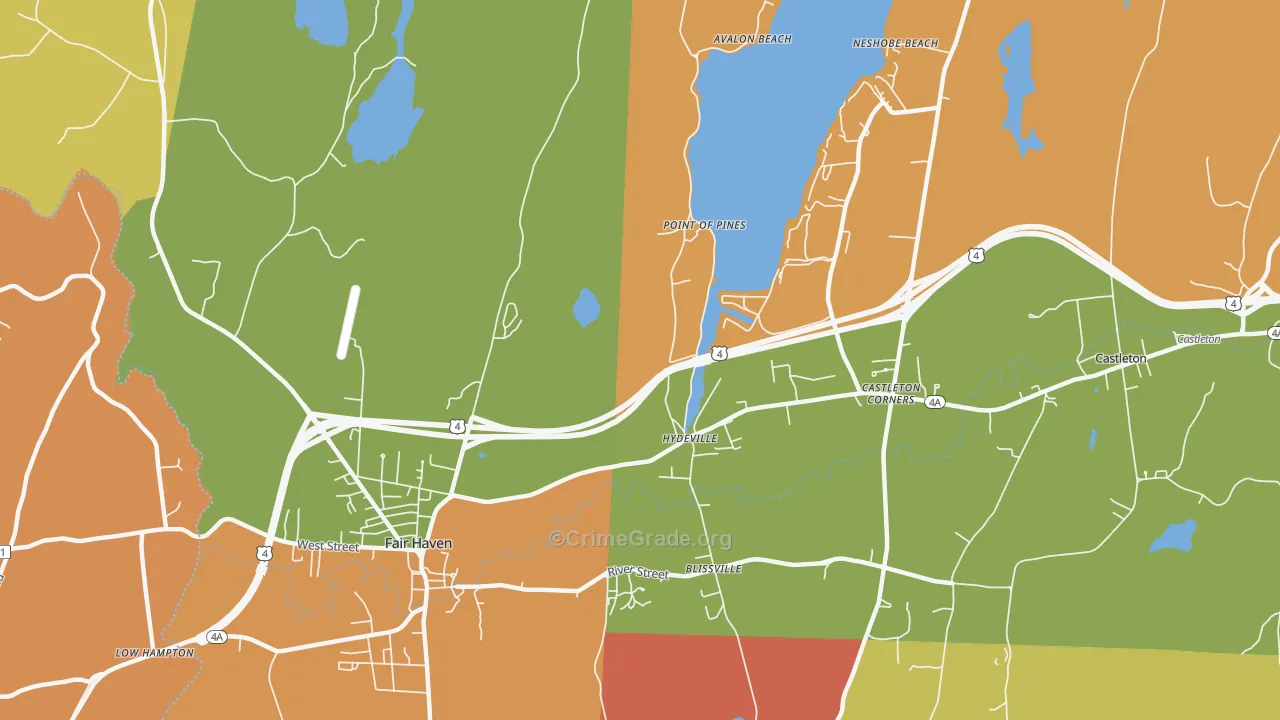 Hydeville, VT Map of Theft Rates