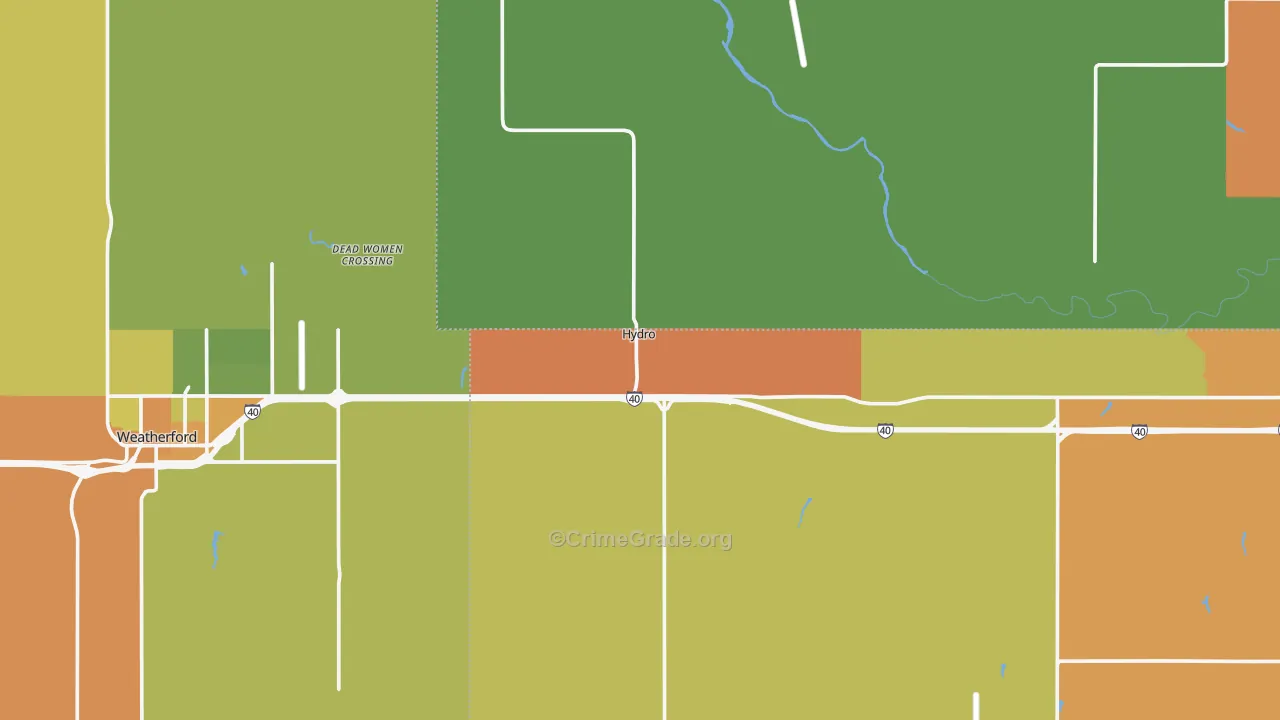 Hydro, OK Map of Theft Rates