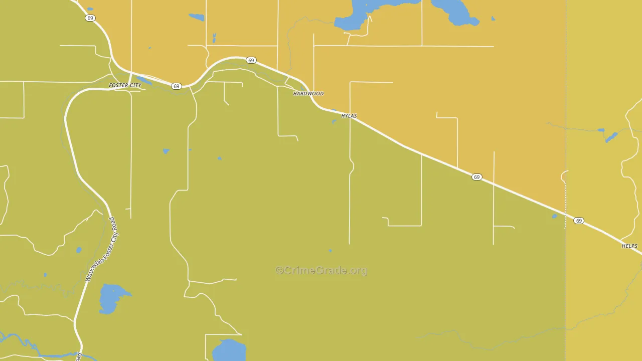 Hylas, MI Map of Theft Rates