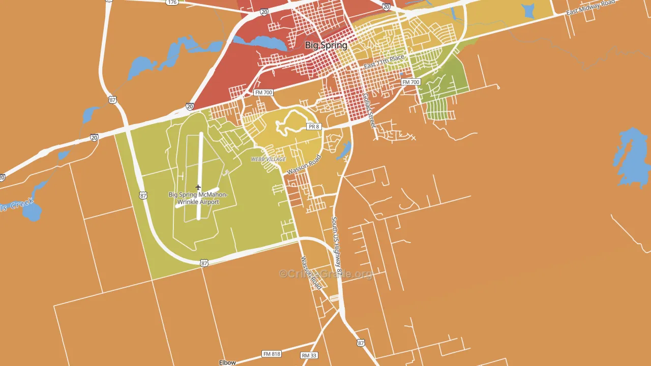 Hyman, TX Map of Theft Rates