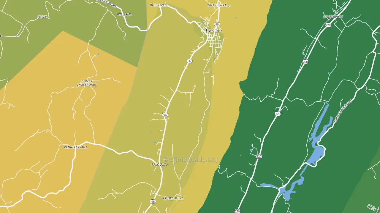 Hyndman, PA Map of Theft Rates